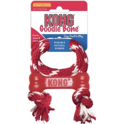 KONG - Goodie Bone with Rope - Durable Rubber Chew Bone, Teeth Cleaning Dog Toy - for X-Small Dogs