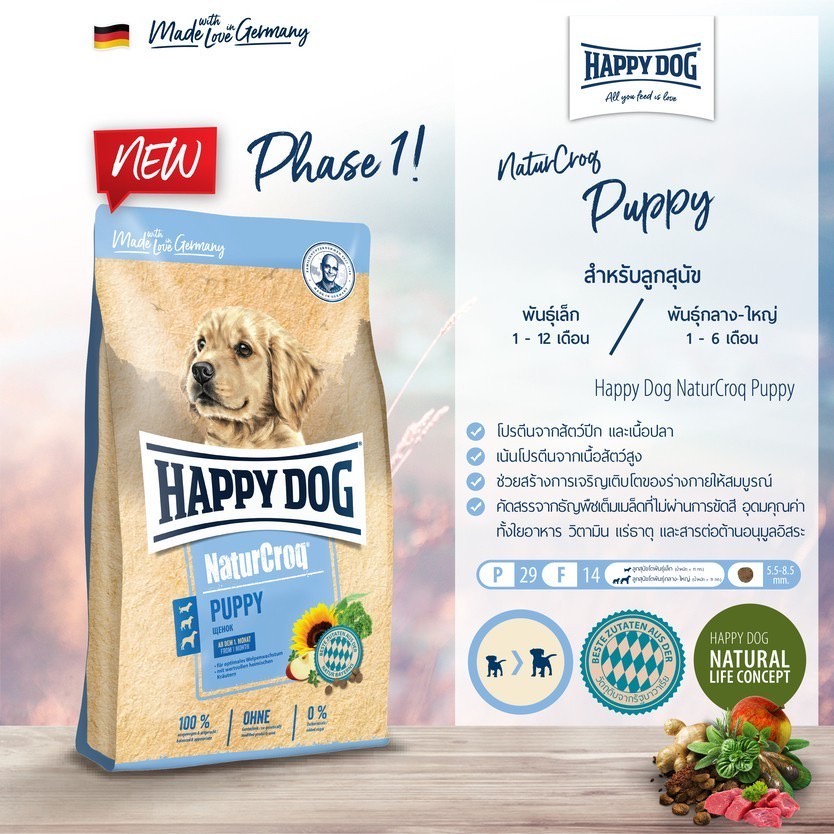 HAPPY DOG NaturCroq Puppy อาหารลูกสุนัขทุกสายพันธุ์ สูตรเนื้อสัตว์ปีกและเนื้อปลา 1 Kg. - Image 2