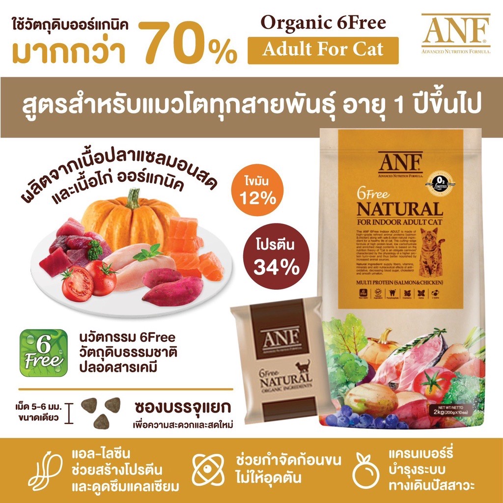 ANF (Cat) - Organic 6 Free Natural อาหารแมวเกรด Premium Organic 2kg - Image 3