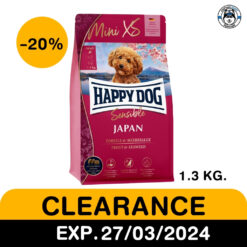สินค้าราคาโปรโมชั่น HAPPY DOG Mini XS Japan อาหารสุนัขโตพันธุ์เล็ก สูตรปลาเทราต์และสาหร่าย