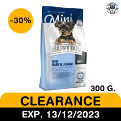 Happy Dog Mini Baby & Junior อาหารลูกสุนัข พันธุ์เล็ก 300g ราคาพิเศษ Exp.13/12/23