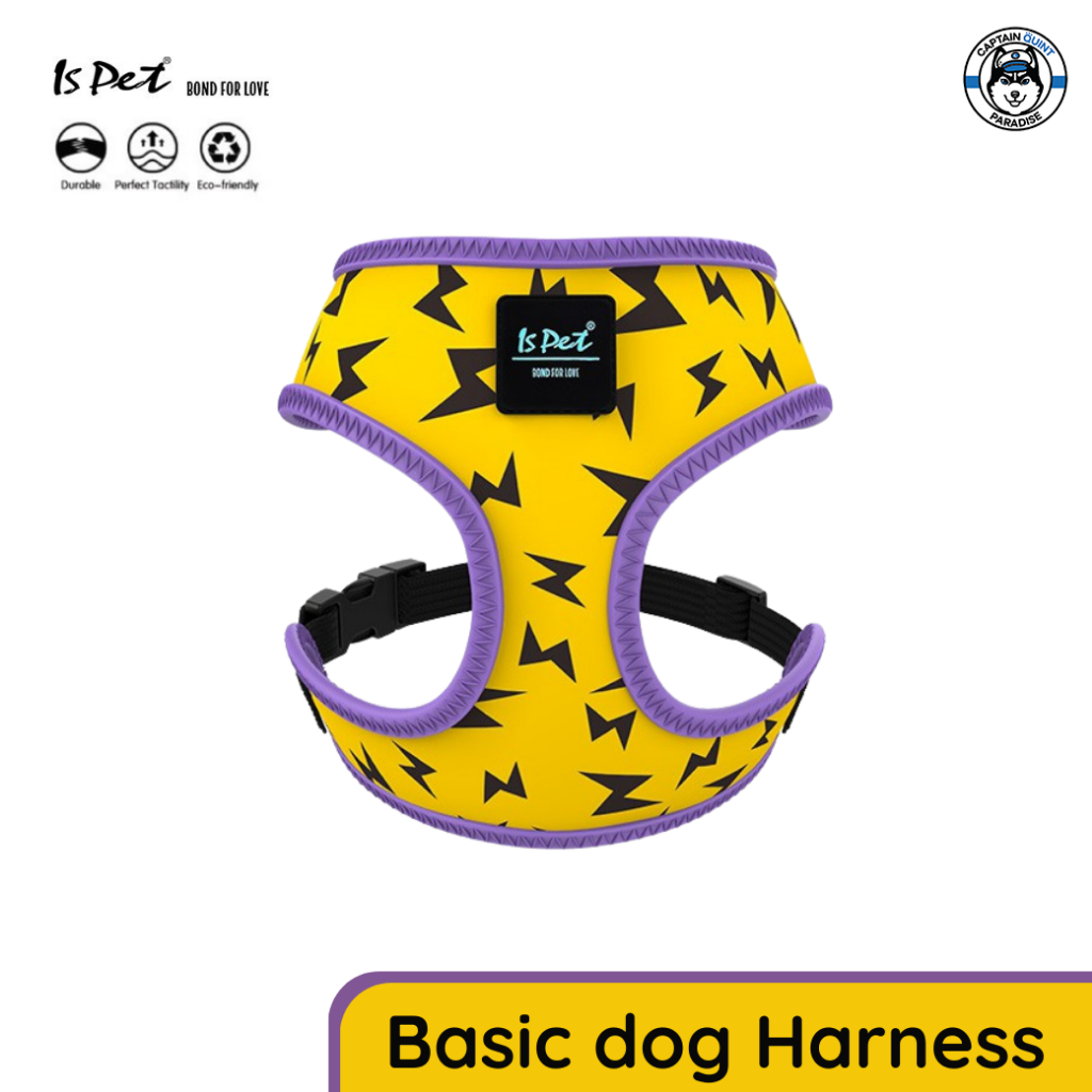 Ispet :Basic Dog Harness สายรัดอก (สีเหลืองลายสายฟ้า)