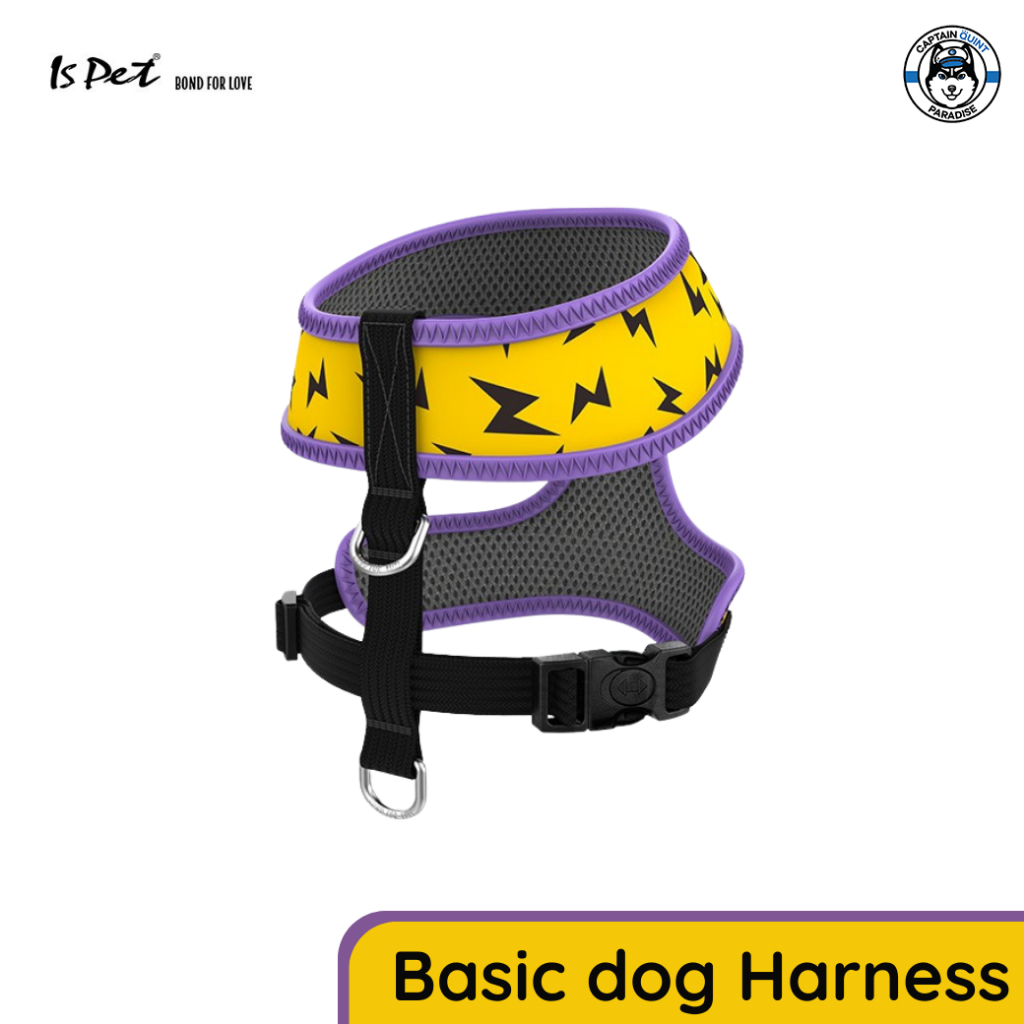 Ispet :Basic Dog Harness สายรัดอก (สีเหลืองลายสายฟ้า) - Image 2