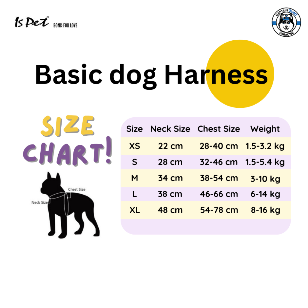Ispet :Basic Dog Harness สายรัดอก (สีเหลืองลายสายฟ้า) - Image 4