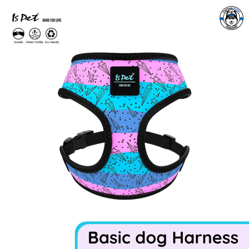 Ispet :Basic Dog Harness สายรัดอก (สีฟ้าลายดาว)