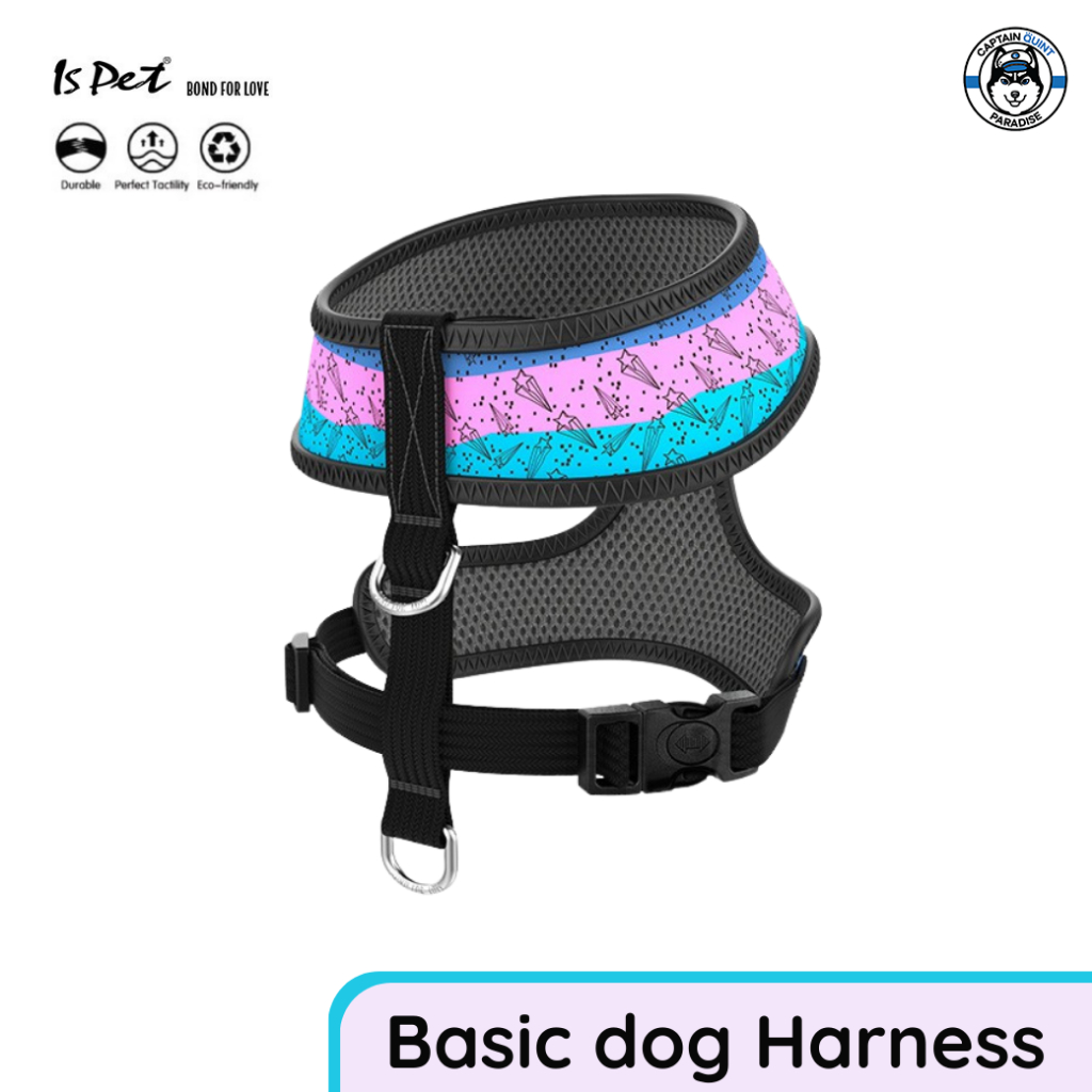 Ispet :Basic Dog Harness สายรัดอก (สีฟ้าลายดาว) - Image 2