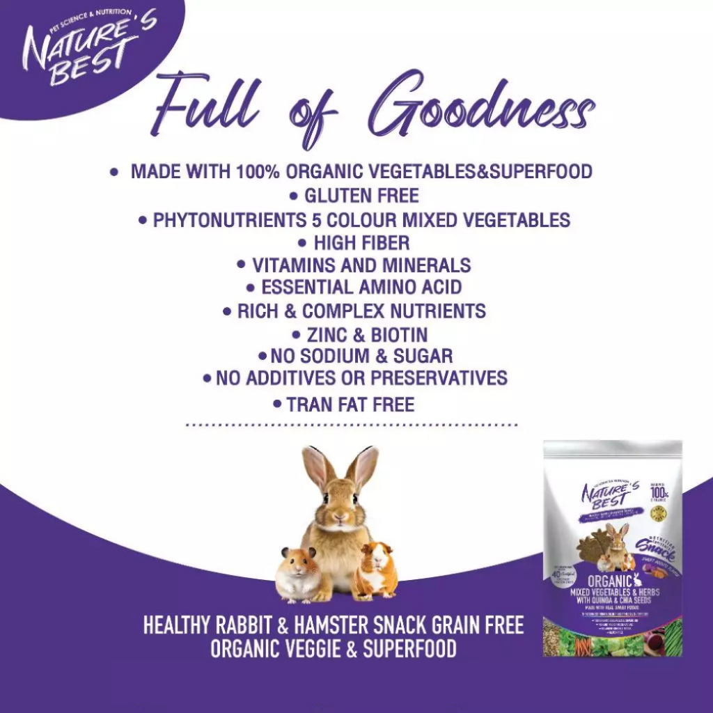 NatureBest : Organic veggies & Superfood ขนมกระต่าย หนูแฮมสเตอร์และสัตว์ฟันแทะ "สูตรมันหวาน" 40G. - Image 4